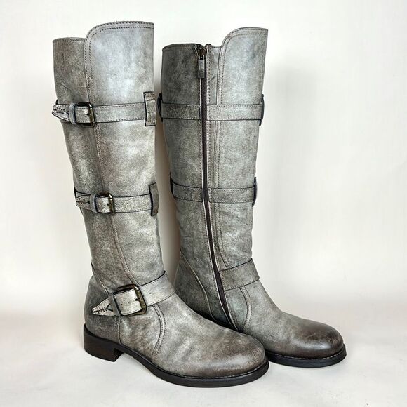 Alberto Fermani Camelot Tortaria Boots Leather Knee High Buckles 38 US 6,5 - Picture 1 of 16